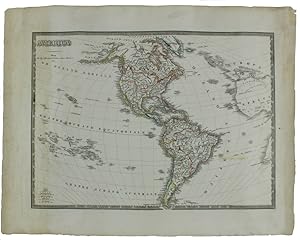 AMERICA. Carta geografica del 1832: incisione su rame, acquerellata: