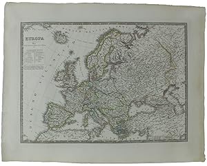 EUROPA. Carta geografica del 1832: incisione su rame, acquerellata: