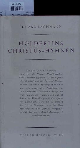 Bild des Verkufers fr Ho?lderlins Christus-Hymnen. zum Verkauf von Antiquariat Bookfarm