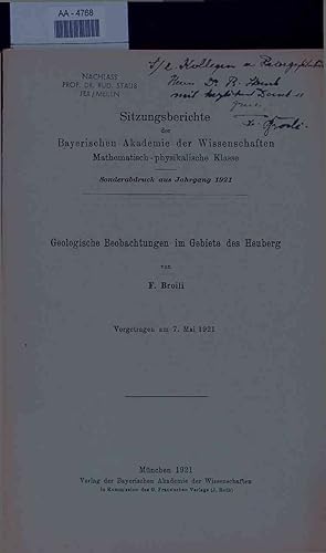 Bild des Verkufers fr Geologische Beobachtungen im Gebiete des Heuberg. zum Verkauf von Antiquariat Bookfarm