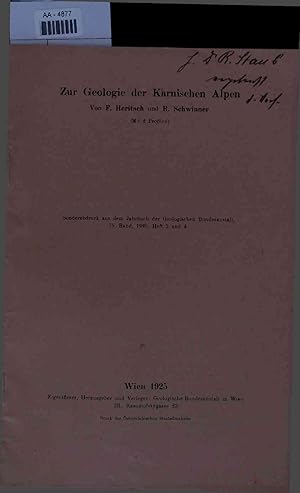 Seller image for Zur Geologie der Karniscen Alpen. AA-4877. Sonderabdruck aus dem Jahrbuch der Geologischen Bundesanstalt, 75. Band, 1925, Heft 3 und 4 for sale by Antiquariat Bookfarm