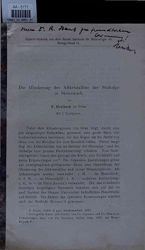Seller image for Die Gliederung des Altkristallins der Stubalpe in Steiermark. AA-5171 for sale by Antiquariat Bookfarm