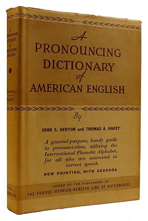 Immagine del venditore per A PRONOUNCING DICTIONARY OF AMERICAN ENGLISH venduto da Rare Book Cellar