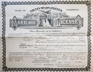 Original Marriage License for the Marriage of Fielding Johnson Stilson and Viola Rosamund Winter,...