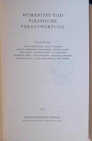 Bild des Verkufers fr Humanitt und politische Verantwortung. zum Verkauf von books4less (Versandantiquariat Petra Gros GmbH & Co. KG)