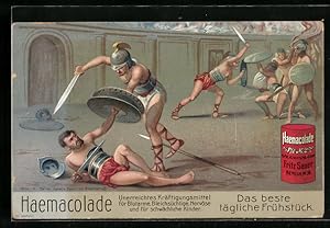 Bild des Verkufers fr Ansichtskarte Haemacolade, das beste tgliche Frhstck, Gladiatoren zum Verkauf von Bartko-Reher