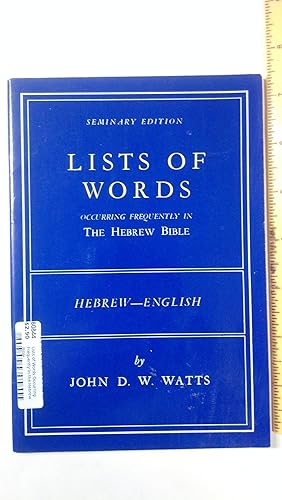 Seller image for Lists of Words Occurring Frequently in the Hebrew Bible for sale by Redux Books