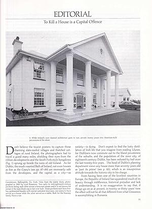 Immagine del venditore per A Collection of Articles on Ireland's Country Houses, 'The Blinkered Destruction of Dublin', 'The Struggle to Protect Irish Architecture', etc. Six original articles from Apollo, International Magazine of the Arts, 1989. venduto da Cosmo Books