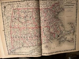 Bild des Verkufers fr MAP: "Johnson's Map of Massachusetts, Connecticut, Rhode Island (1861)'.from Johnson's New Illustrated (Steel Plate) Family Atlas, 1861 zum Verkauf von Dorley House Books, Inc.