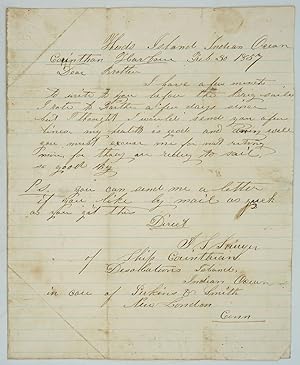 Manuscript letter from Jacob Small Sawyer of Maine, a sealer on Heard Island in 1857