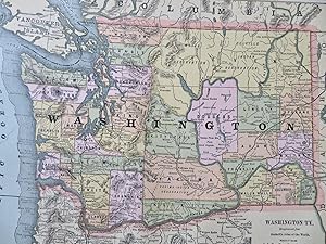 Washington Territory 1886 color Gaskell state map shows population of 75,116