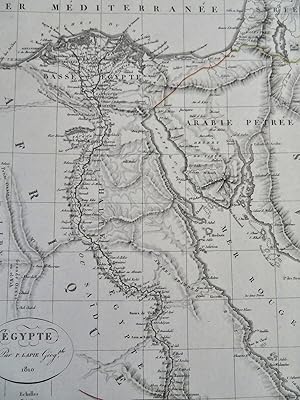 Egypt Nile River Cairo Thebes Red Sea Nubia 1810 Lapie engraved map