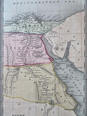 Upper & Lower Egypt Cairo Alexandria Red Sea Nile River 1830 nice miniature map
