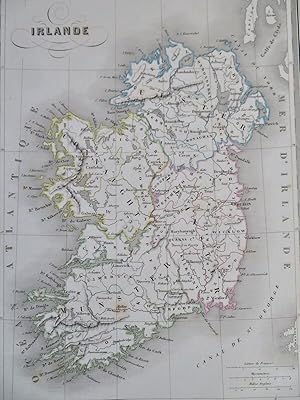 Ireland Dublin Galway Waterford Derry Waterford 1846 scarce engraved map