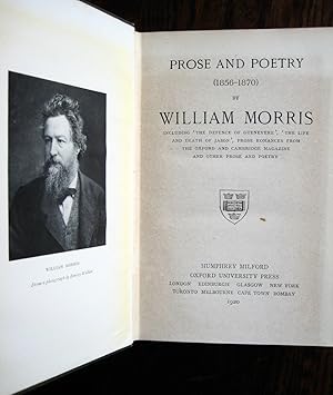 Imagen del vendedor de Prose and Poetry (1856-1870) by William Morris: including 'The Defence of Guenevere', 'The Life and Death of Jason', prose romances from The Oxford and Cambridge Magazine and other prose and poetry a la venta por James Fergusson Books & Manuscripts