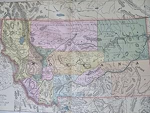 Montana Helena Yellowstone 1886 detailed large state map population 39,159