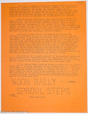 Noon Rally Today, Sproul Steps [Free Speech Movement handbill]