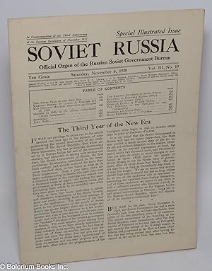 Soviet Russia, official organ of the Russian Soviet Government Bureau. Vol. 3, no. 19, November 6...