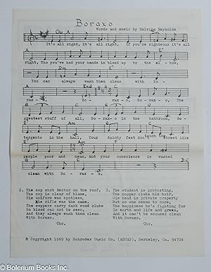 Imagen del vendedor de Boraxo [sheet music and handbill] a la venta por Bolerium Books Inc.