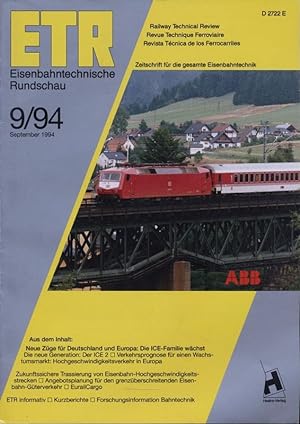 Bild des Verkufers fr ETR Eisenbahntechnische Rundschau Heft 9/94. zum Verkauf von Versandantiquariat  Rainer Wlfel