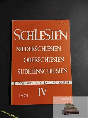 Seller image for Heft 4: Schlesien - Eine Vierteljahresschrift fr Kunst, Wissenschaft und Volkstum 1974 Jahrgang XIX nur Heft 4 for sale by Antiquariat-Fischer - Preise inkl. MWST