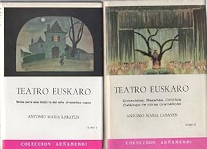 Imagen del vendedor de Teatro Euskaro 1: Notas para una historia del arte dramtico vasco. 2: Entrevistas, reseas, crnica, catlogo de obras dramticas . a la venta por Librera Astarloa