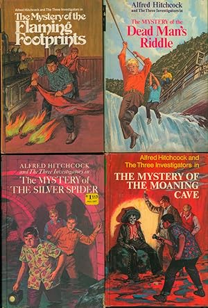 Lot of Four HC Alfred Hitchcock Three Investigators Books: Flaming Footprints; Silver Spider; Dea...