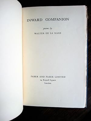Bild des Verkufers fr Inward Companion: poems zum Verkauf von James Fergusson Books & Manuscripts