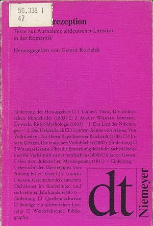 Bild des Verkufers fr Mittelalterrezeption- Texte zur Aufnahme altdt. Literatur in der Romantik zum Verkauf von avelibro OHG