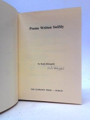 Seller image for Poems Written Swiftly for sale by World of Rare Books