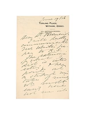 Bild des Verkufers fr Two autograph letters, signed, to the mathematician Thomas Bromwich. zum Verkauf von Bernard Quaritch Ltd ABA ILAB