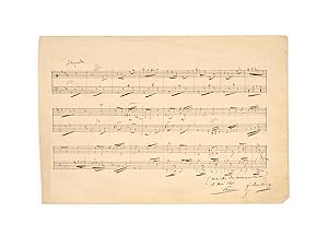 Bild des Verkufers fr Autograph musical quotation, signed. zum Verkauf von Bernard Quaritch Ltd ABA ILAB
