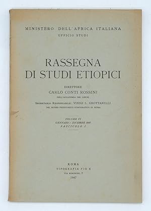 Rassegna di studi etiopici : Volume VI : Gennaio- Dicembre 1947