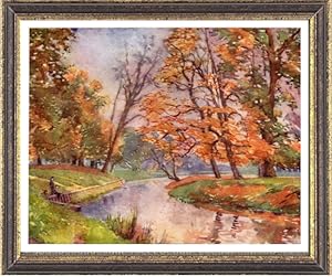 Fellow's Eyot, Sixth Form Bench, and the playing-fields in Eton,Vintage Watercolor Print