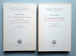 Imagen del vendedor de El castellano naciente - Y otros Estudios filologicos / La Cultura popular Griega - A Traves de la Lengua Castellana y otros estudios semanticos, Biblioteca Colombiana XV / XVI - 2 Titel a la venta por Verlag IL Kunst, Literatur & Antiquariat