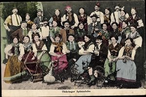 Ansichtskarte / Postkarte Thüringer Spinnstube, Trachten