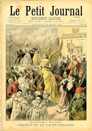 "LE PETIT JOURNAL N°279 du 22/3/1896" CORTÈGE DE LA VACHE ENRAGÉE : La Mi-Carême à Montmartre / T...