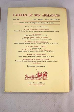 Imagen del vendedor de Papeles de Son Armadans, ao XX, tomo LXXVIII, n. CCXXXIII-IV (agosto-setiembre, 1975).:: Saludo a un joven y cachondo colega; Los recursos dramticos en la poesa de Gabriel Celaya; Para otro Unamuno a travs de su teatro; Cuaderno de Lanzarote; Ya no tengo miedo; Rosalinda nos sola esperar; Escohotado; Don Pedro I de Castilla, el Cruel y justiciero; Camilo Jos Cela y la medicina; Ensayo de una bibliografa sobre la obra de Ramn J. Sender (addendum) a la venta por Alcan Libros