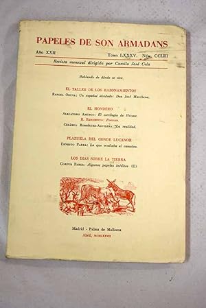 Bild des Verkufers fr Papeles de Son Armadans, ao XXII, tomo LXXXV, n. CCLIII (abril, 1977).:: Hablando de donde se vive; Un espaol olvidado. Don Jos Marchena; El sortilegio de Hcate; Poemas; La realidad; Lo que ocultaba el camafeo; Algunos papeles inditos (II) zum Verkauf von Alcan Libros