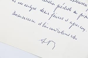 Lettre autographe datée et signée à Georges Raillard: ". dans ma fureur d'être si mal compris par...