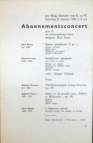 [Programmheft] Abonnementsconcert Serie A. Het Concertgebouw-Orkest. Dirigent: Paul Paray. Solist...