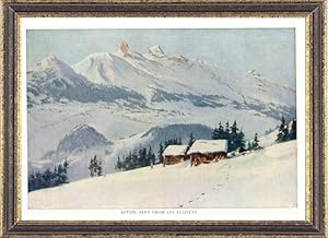 LEYSIN, SEEN FROM LES ECOVETS,Vintage Watercolor Print