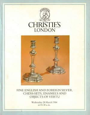 Fine English and Foreign Silver, Chess-Sets, Enamels and Objects of Vertu
