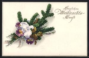 Bild des Verkufers fr Knstler-Ansichtskarte Meissner, Buch (M und B) Nr. 2311: Bukett mit Tannengrn Herzlichen Weihnachtsgruss zum Verkauf von Bartko-Reher