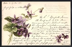 Bild des Verkufers fr Knstler-Ansichtskarte Meissner, Buch (M und B) Nr. 1036: Veilchengrsse, Veilchenstrauss und Gedicht Das Glck ist keine Alpenrose zum Verkauf von Bartko-Reher