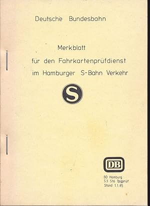 Image du vendeur pour Merkblatt fr den Fahrkartenprfdienst im Hamburger S-Bahn Verkehr. mis en vente par Versandantiquariat  Rainer Wlfel