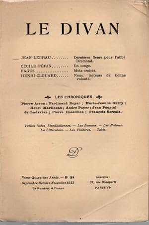 Seller image for Revue de litterature et d'art; Le Divan,N184 for sale by JP Livres