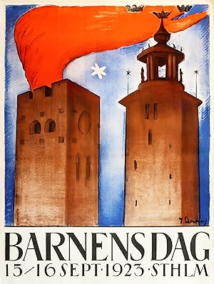 1923 Swedish Art Deco Poster, Barnens Dag (Children's Day)
