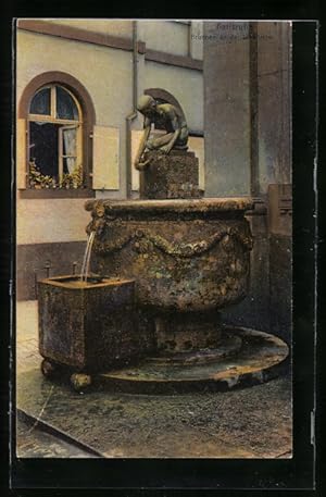 Bild des Verkufers fr Ansichtskarte Karlsruhe, Brunnen an der kath. Kirche zum Verkauf von Bartko-Reher