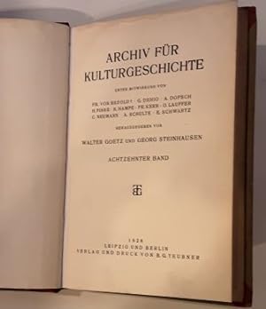 Seller image for Archiv fr Kulturgeschichte, 18. Band / 1928 for sale by BuchKunst-Usedom / Kunsthalle